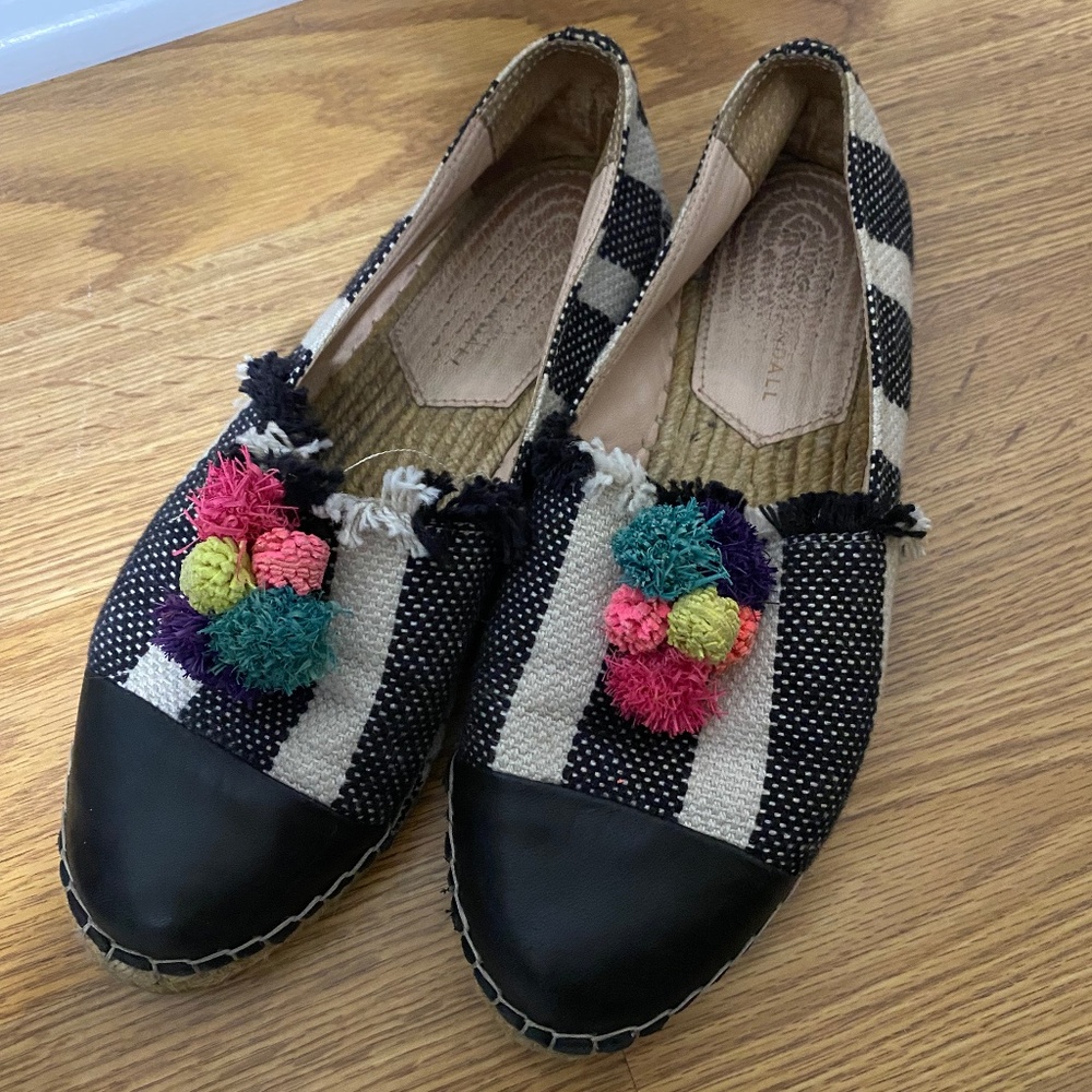 Loeffler Randall stripe pompom espadrilles